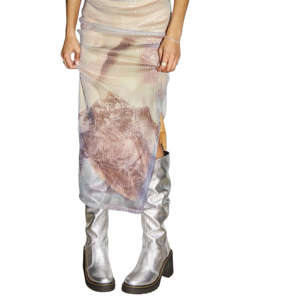 KASEY METALLIC LEATHER KNEE HIGH HEELED BOOTS - Picture 2 of 8